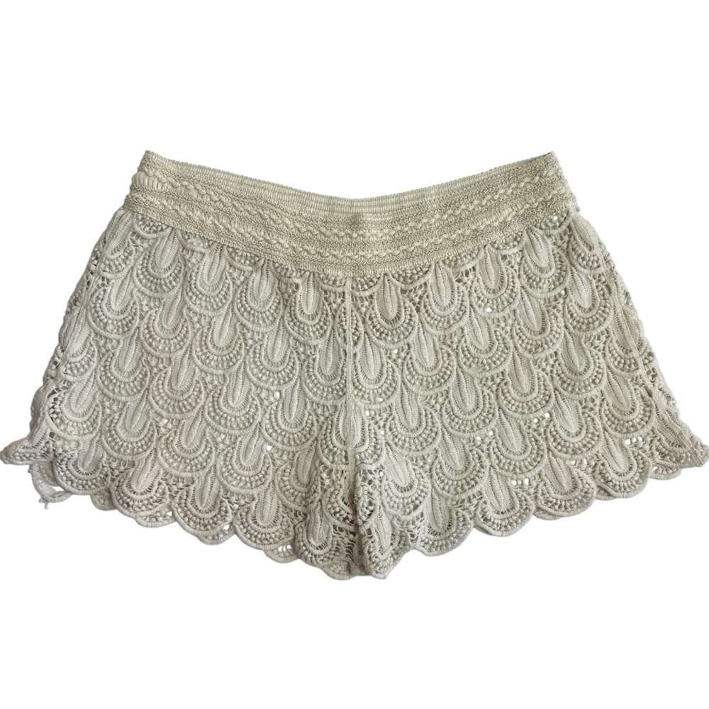 U-style boho knit lace shorts